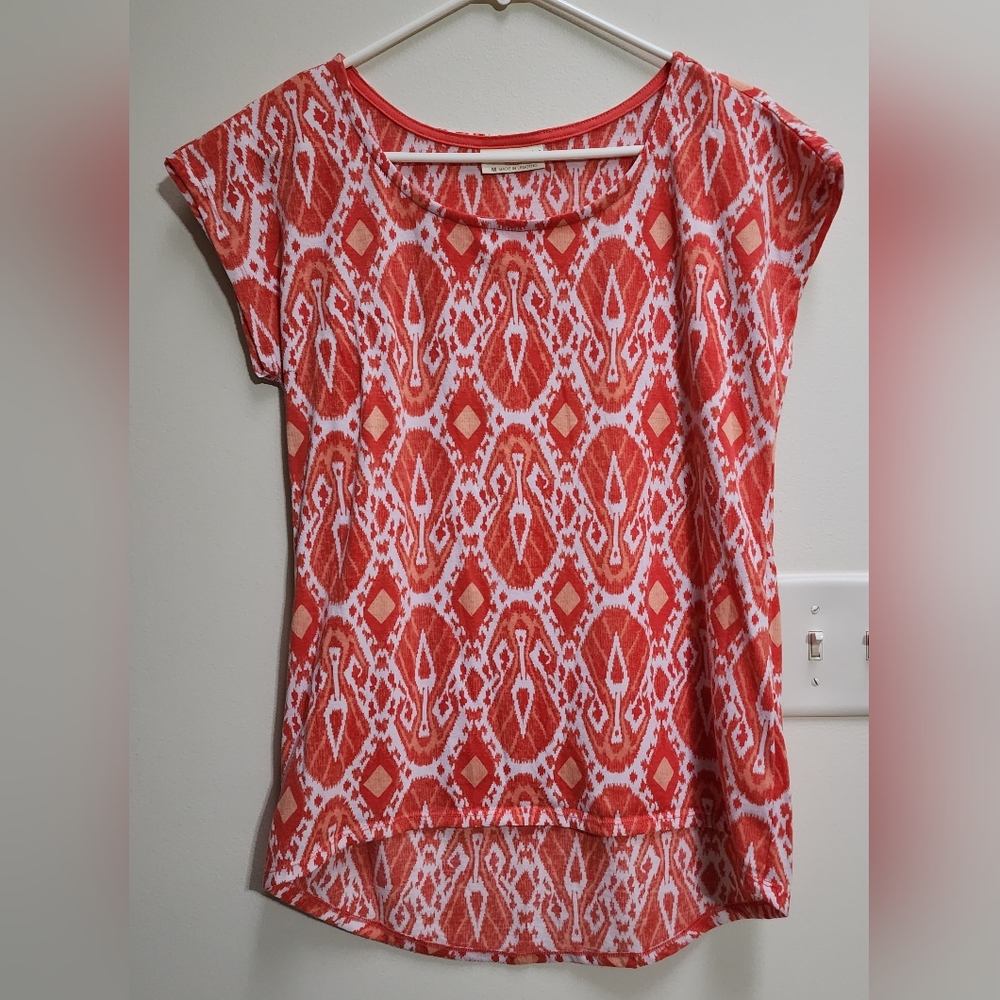 Bobbie & Brooks Super Soft Orange & White High-low Tunic Top Women's Size M